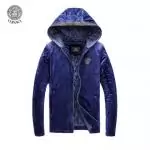 doudoune versace collection homme mode blue hoodie